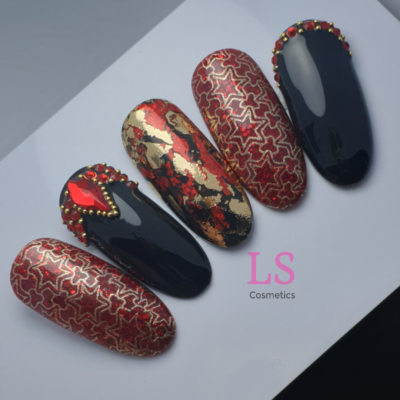Kerst design black gold red