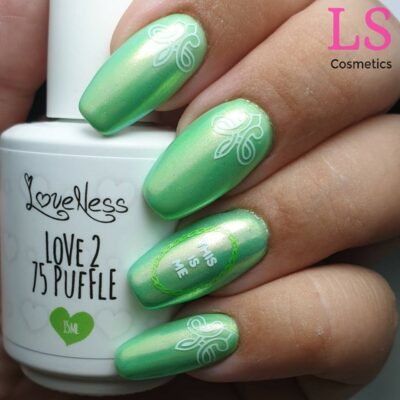 LoveNess Gelpolish 075 Puffle, Magic Unicorn Green, YOURS Frame of Mind, White Light, Colour Alike MY CA 2