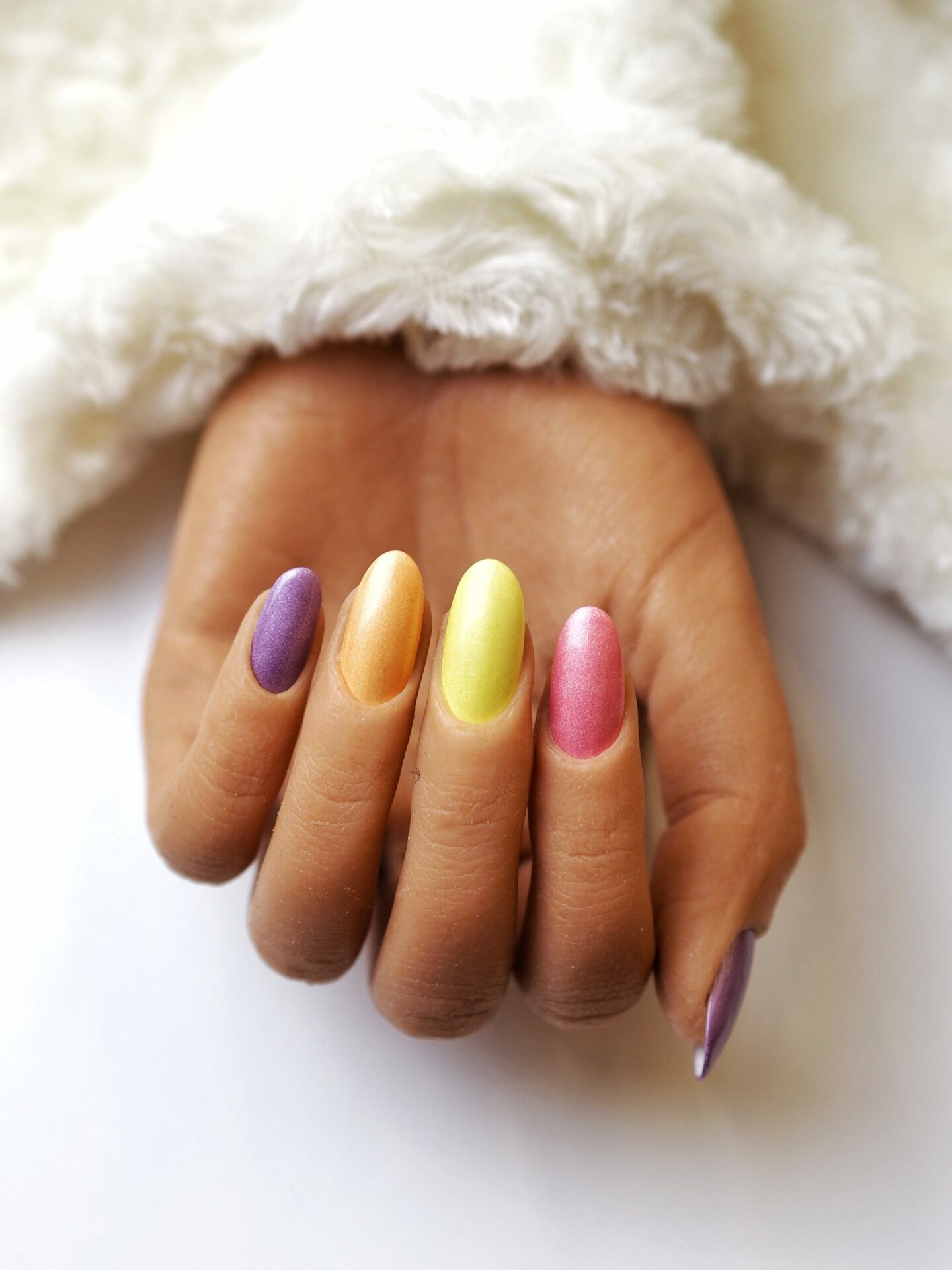 Pastel Nail Shadows Amethyst, Ballet Pink, Lemon Yellow, Perfect Peach