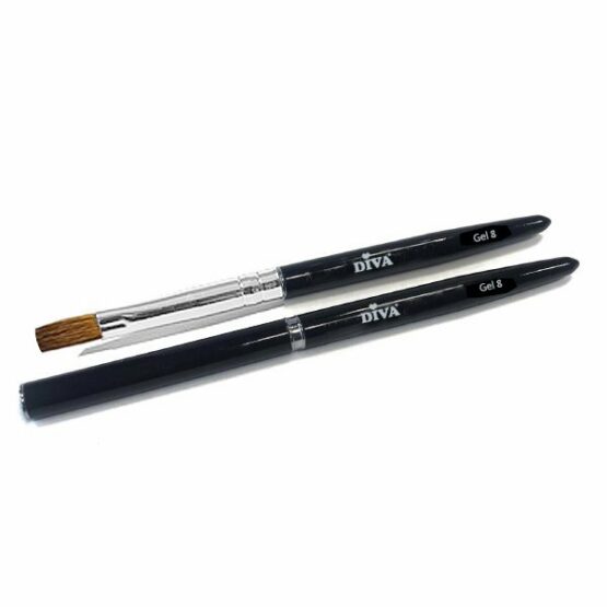 DIVA Gel Penseel #8 Zwart met dop 13mm